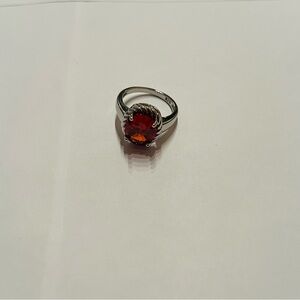 Sterling Silver Oval Red Stone Ring Size 8
